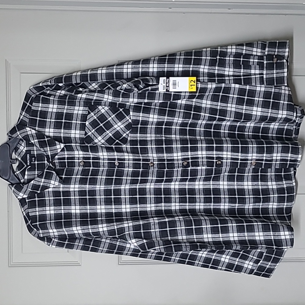 Hunters Men's Plaid Brushed Fleece Button Down NWT